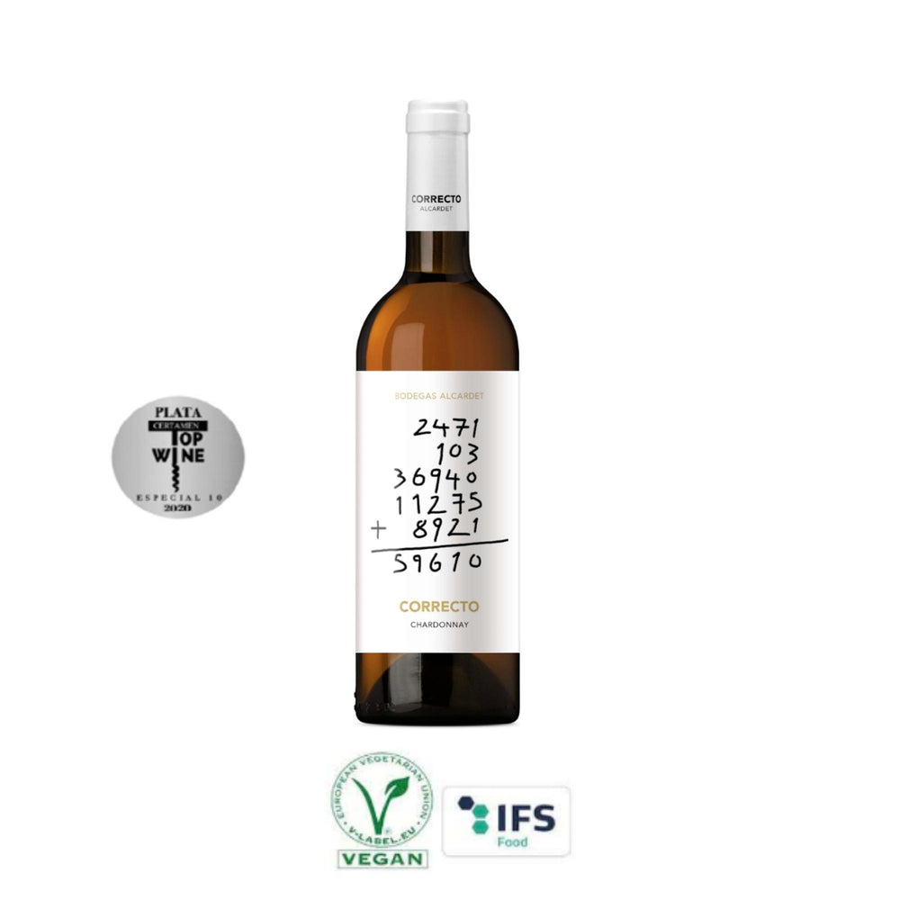 
                  
                    Vino blanco español vegano - Correcto Chardonnay - bodegas alcardet - The Spanish Food Company
                  
                